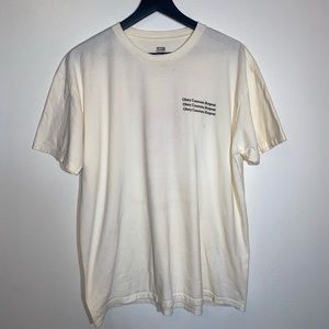 Obey Off-white Colored Short Sleeve T-shirt With Pink Graphic On Back Size XL